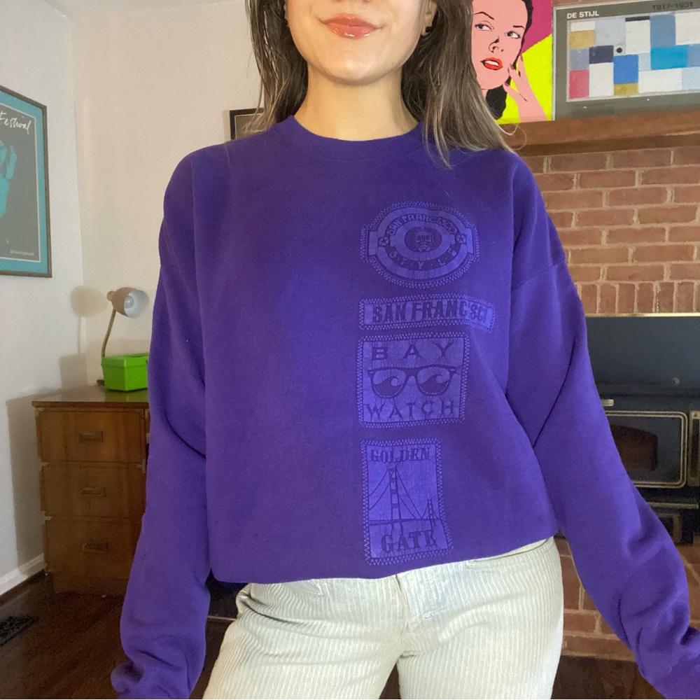 Vintage 90s San Francisco California Bay Watch Monochrome Crewneck Sweat…